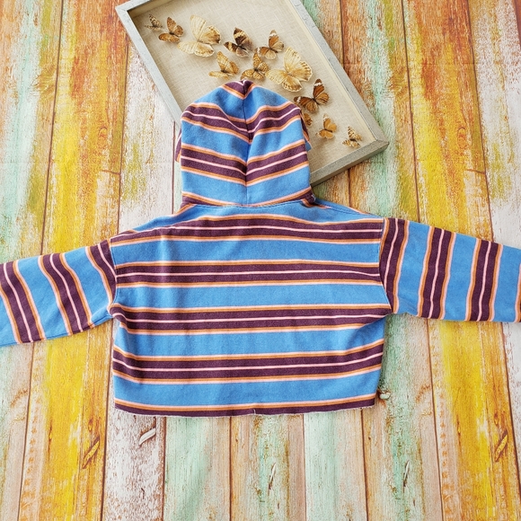 Out From Under Striped Cropped Hoodie Sweatshirt L - Picture 7 of 8
